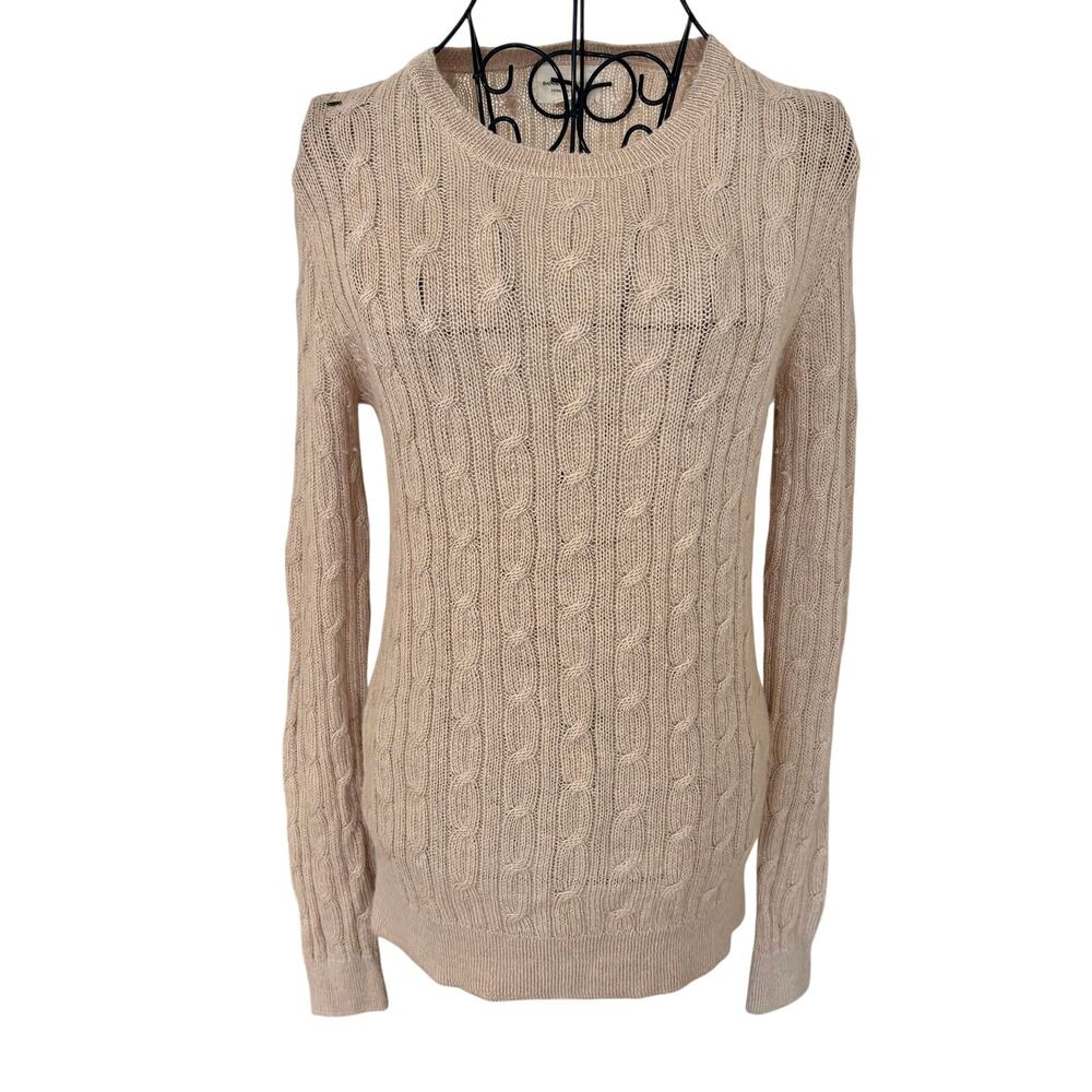 Banana Republic 100% Extra Fine Alpaca Cable Knit Pullover Sweater Fairy Preppy